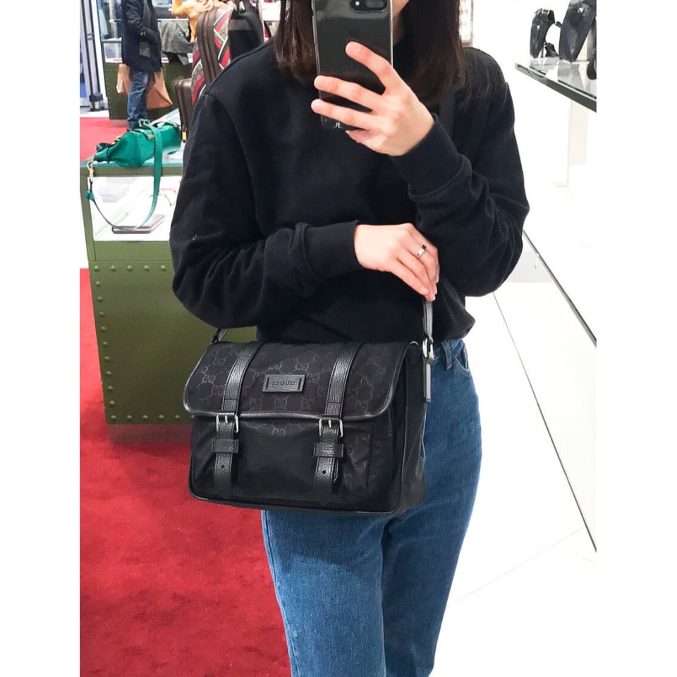 Gucci GG Guccissima Black Nylon Small Messenger Bag 510335 view 5