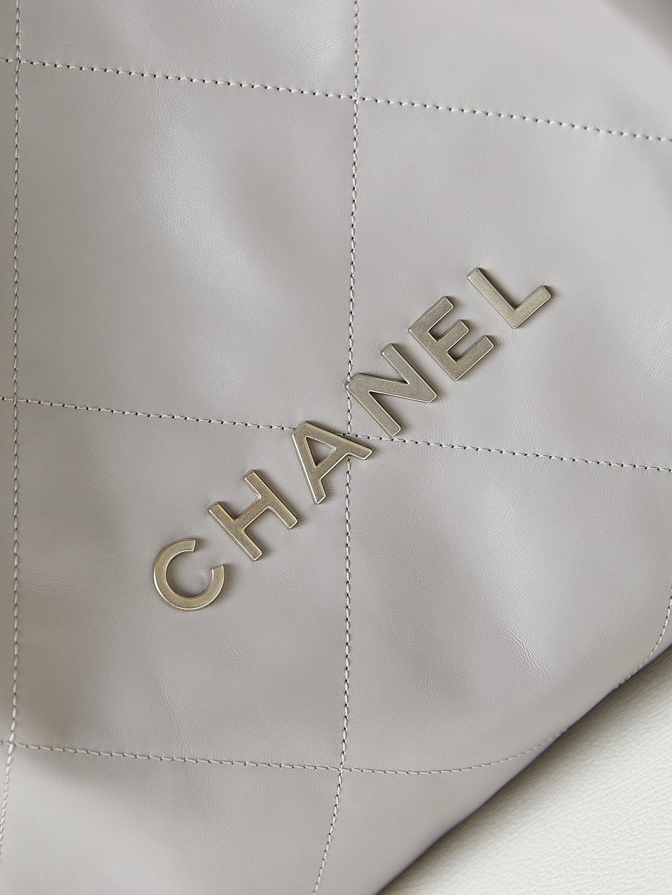 Chanel 22 Hobo Grey Calfskin Silver Hardware view 6