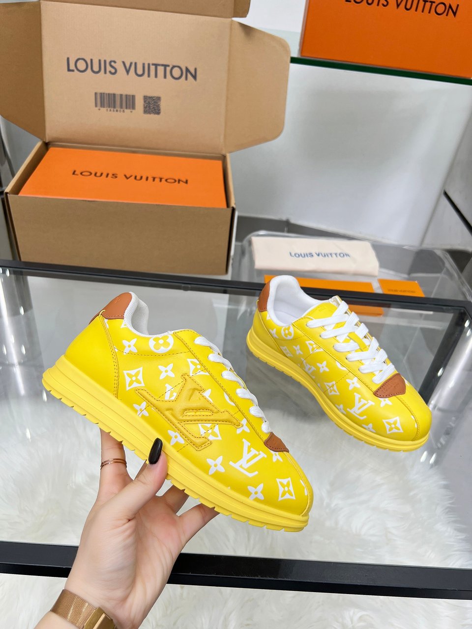 Louis Vuitton LV Trainer Sneaker Yellow Monogram – Leather – Women’s Shoes view 5