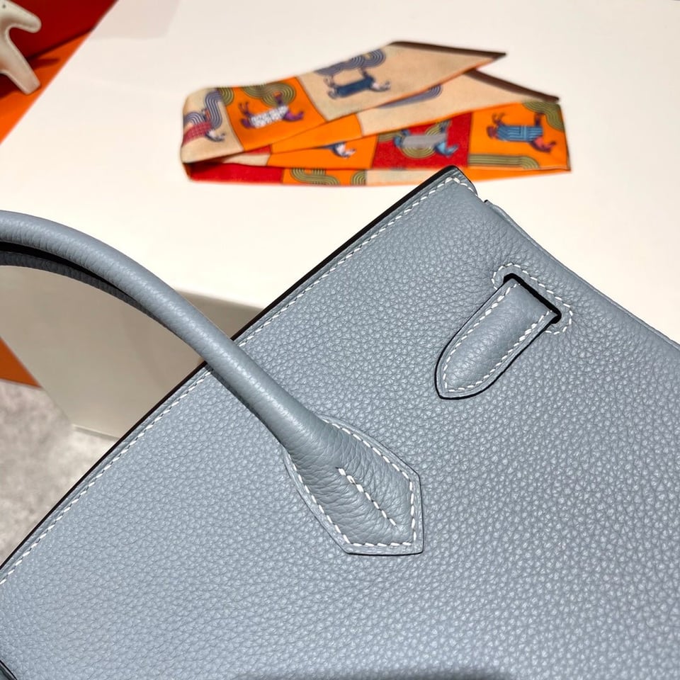 Hermes Birkin 30Cm Cloud Blue Togo Leather Silver Hardware view 4