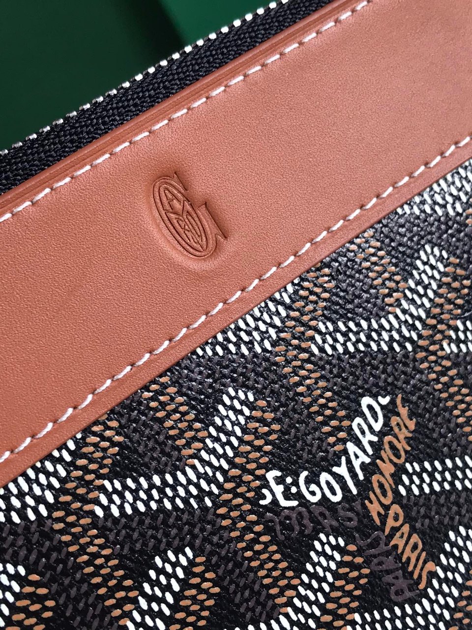 Goyard Matignon Mini Wallet 11 Cm Black Goyardine Canvas And Tan Calfskin view 7