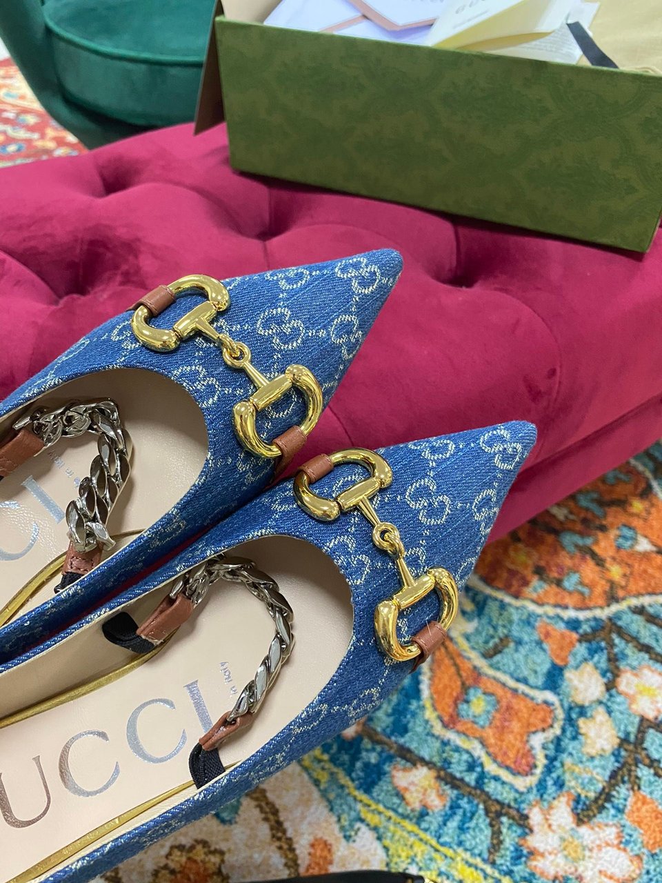 Gucci Gg Denim Series Women’S Horsebit Flat Ballet Shoes view 4