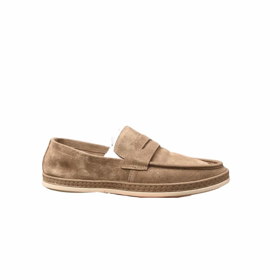 Prada Men’S Flat Loafers Suede Leather Brown view 2