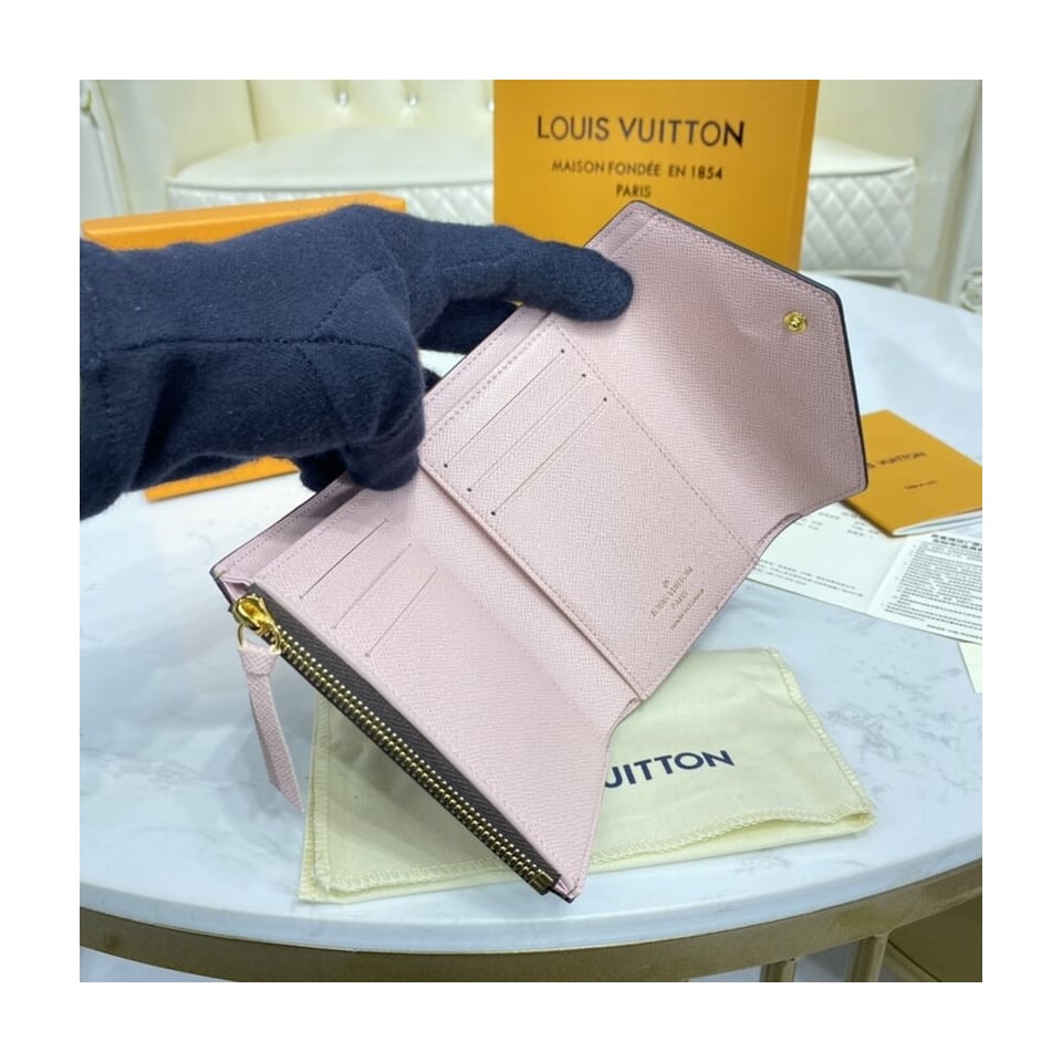 Louis Vuitton Damier Ebene Victorine Wallet Pink view 9