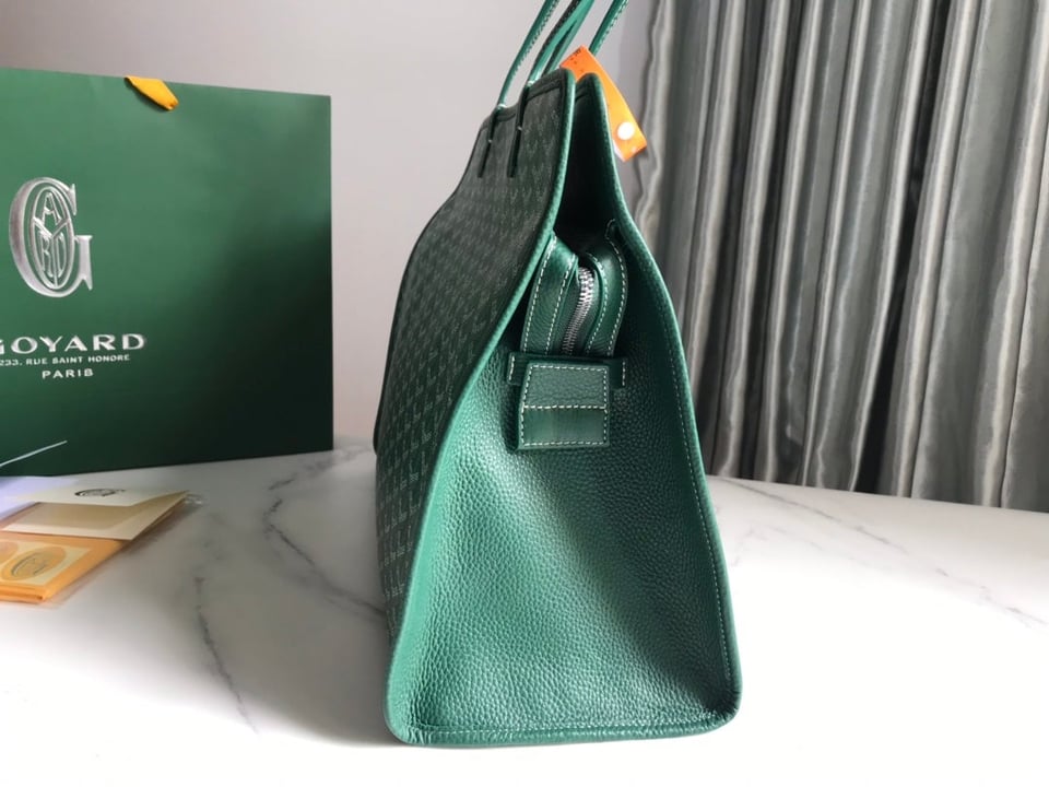 Goyard Hardy Pm Bag 40 Cm Green Goyardine Canvas And Taurillon Leather Trim view 10