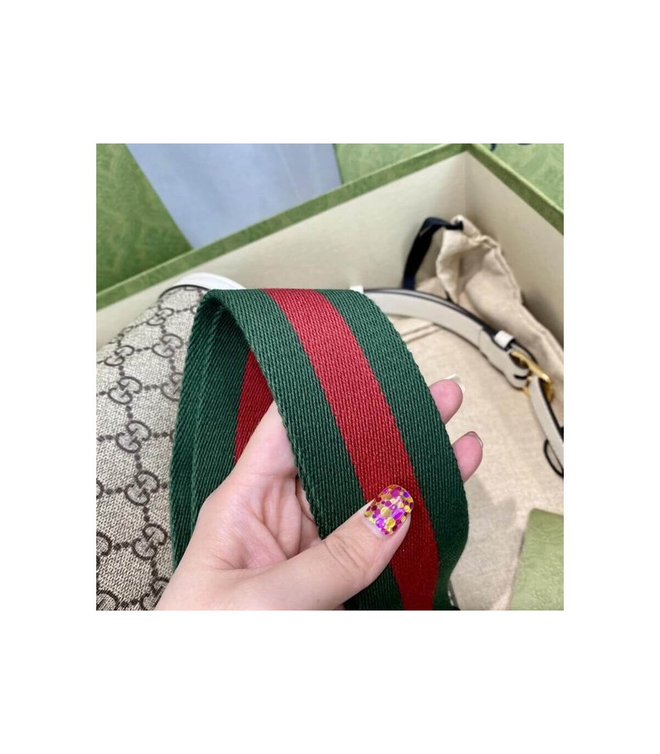 Gucci Horsebit 1955 Mini Bag in GG Supreme White 20.5cm view 16