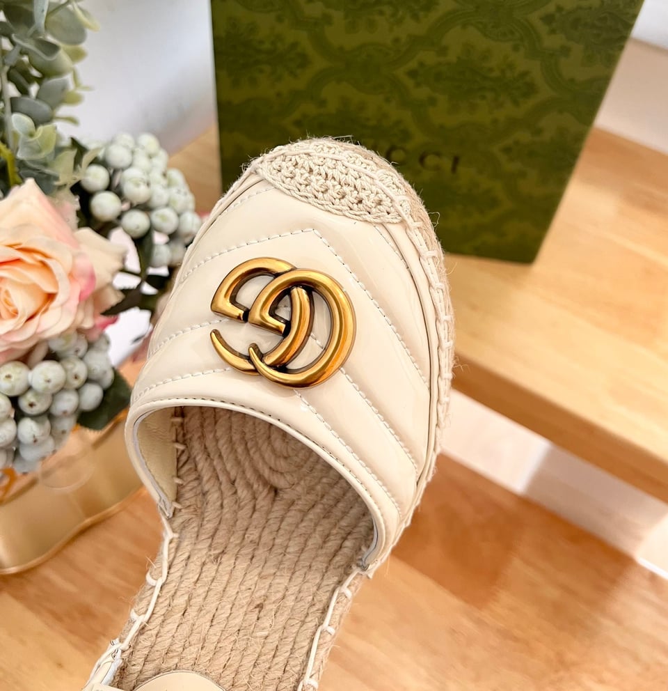 Gucci Leather Platform Espadrille White view 8