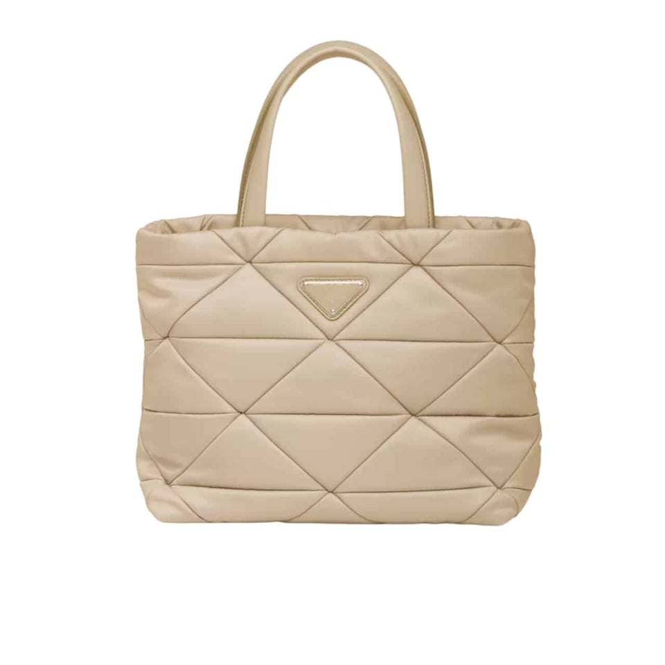 Prada Re Nylon Padded Tote Bag Beige 23Cm view 2