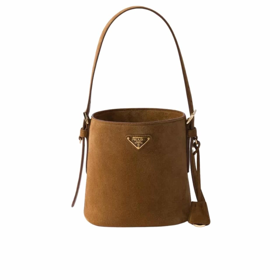 Prada Suede Mini Bucket Bag Cinnamon 18Cm view 2