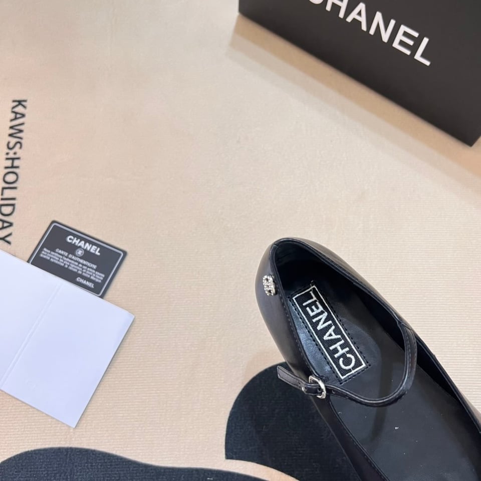 Chanel Square Toe Ballet Flats Black view 4