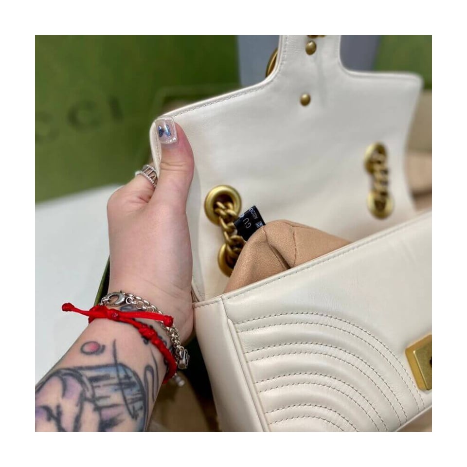 Gucci GG Marmont Matelasse Chevron Leather Mini Bag White view 13