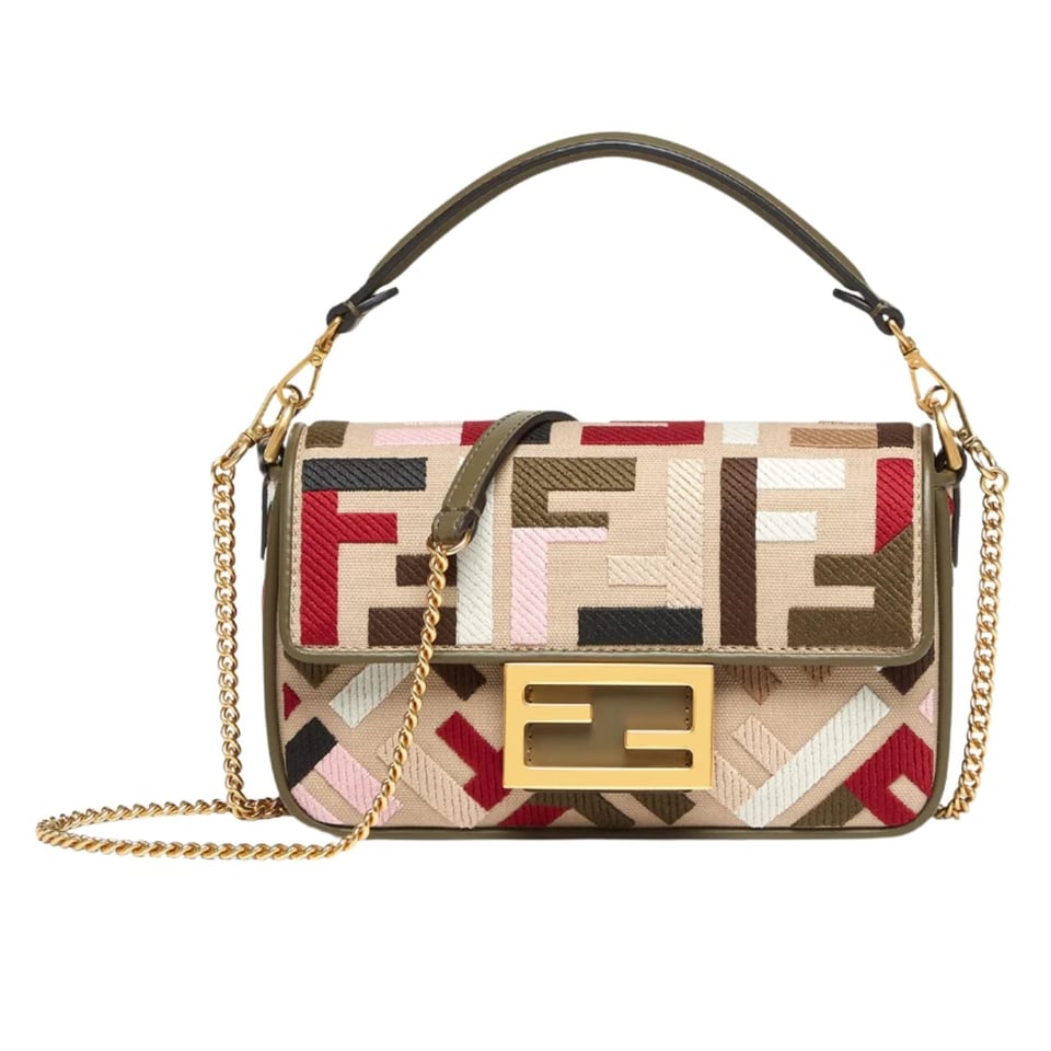 Fendi Baguette Multicolour Canvas Bag With Ff Embroidery Multicolour 18Cm 8Bs017Anh4F1Q6O view 2