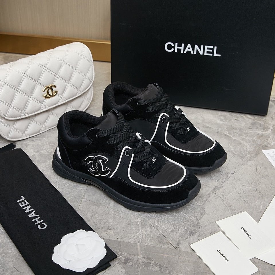 Chanel Suede Reflective Sneakers Black view 10