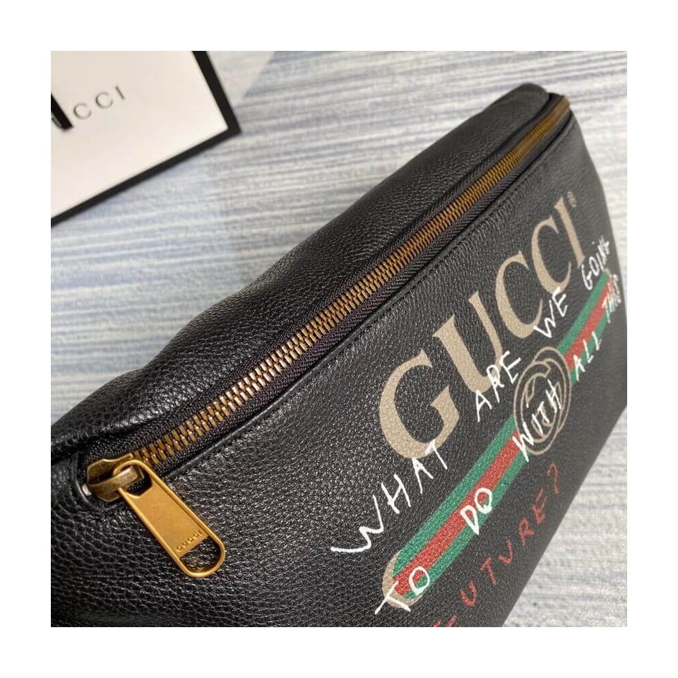 Gucci Leather Coco Capitan Vintage Logo Belt Bag Black view 10