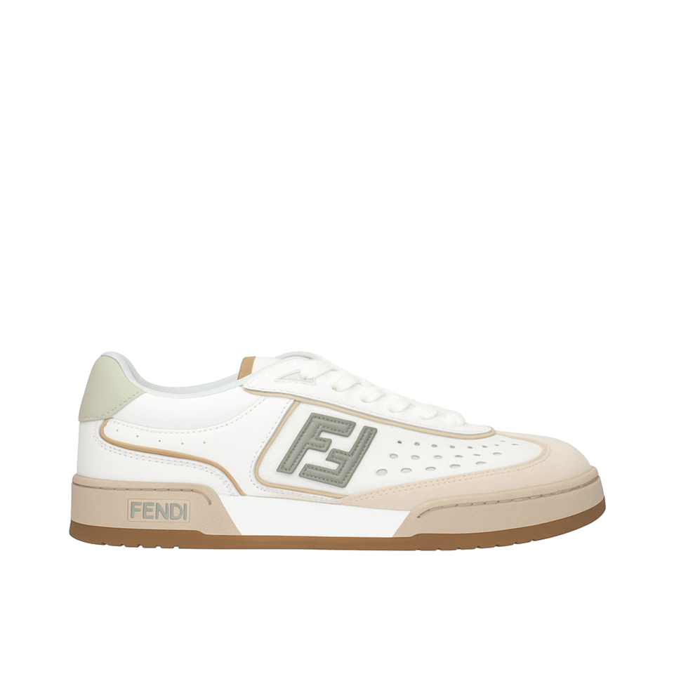 Fendi Match Suede Low Tops White And Brown 8E8670Asb2F1Rux view 2