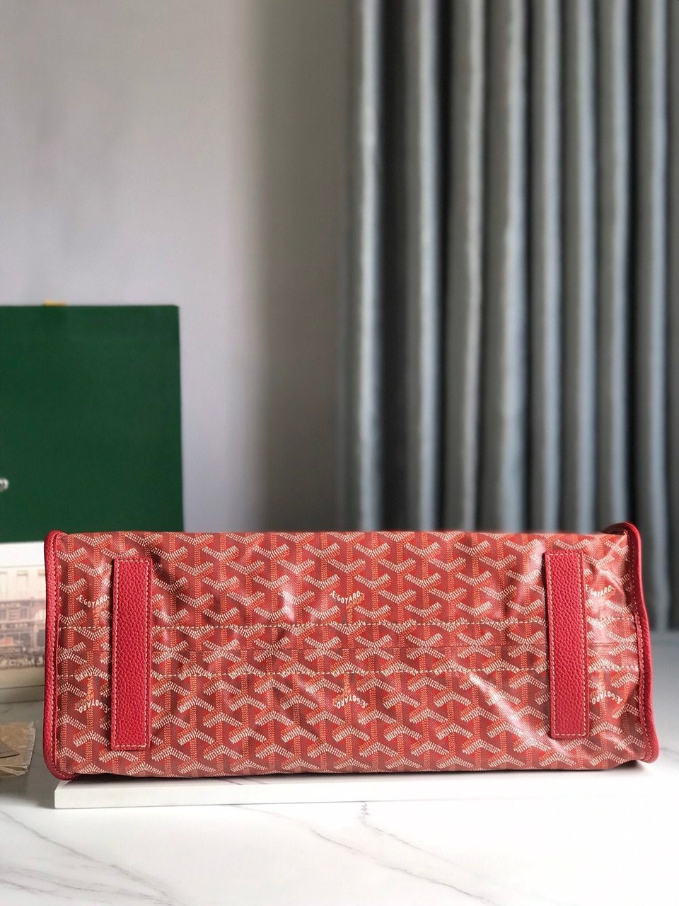 Goyard Hardy Pm Bag 40 Cm Red Goyardine Canvas And Taurillon Leather Trim view 4