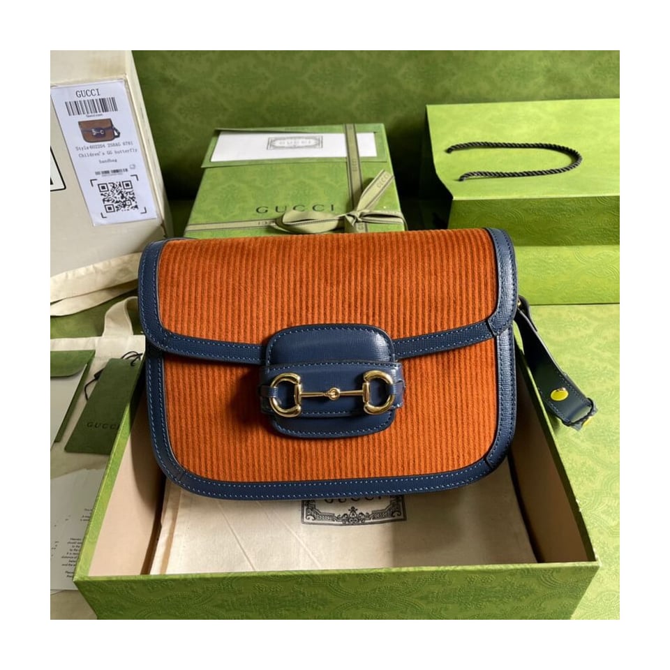 Gucci Horsebit 1955 Small Bag Brown Corduroy view 5