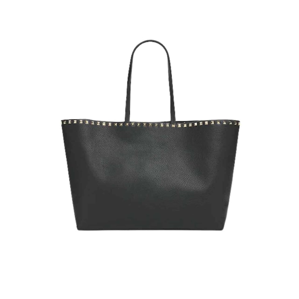 Valentino Garavani Rockstud Grainy Calfskin Tote Bag Black 35Cm 4W2B0B70Vsf 0No view 2
