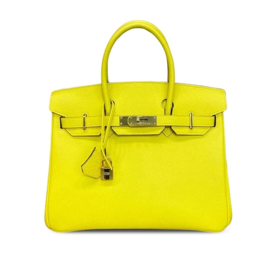 Hermes Birkin 30 Bag Lime Gold Hardware Togo Leather view 2