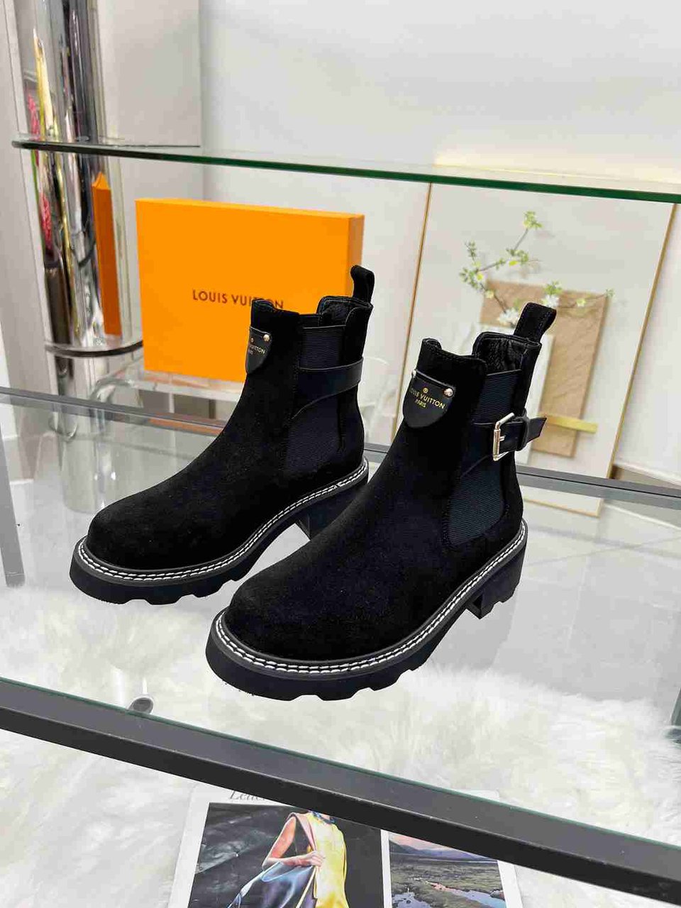 Louis Vuitton Lv Beaubourg Ankle Boot Suede In Black 1Ackcj view 6