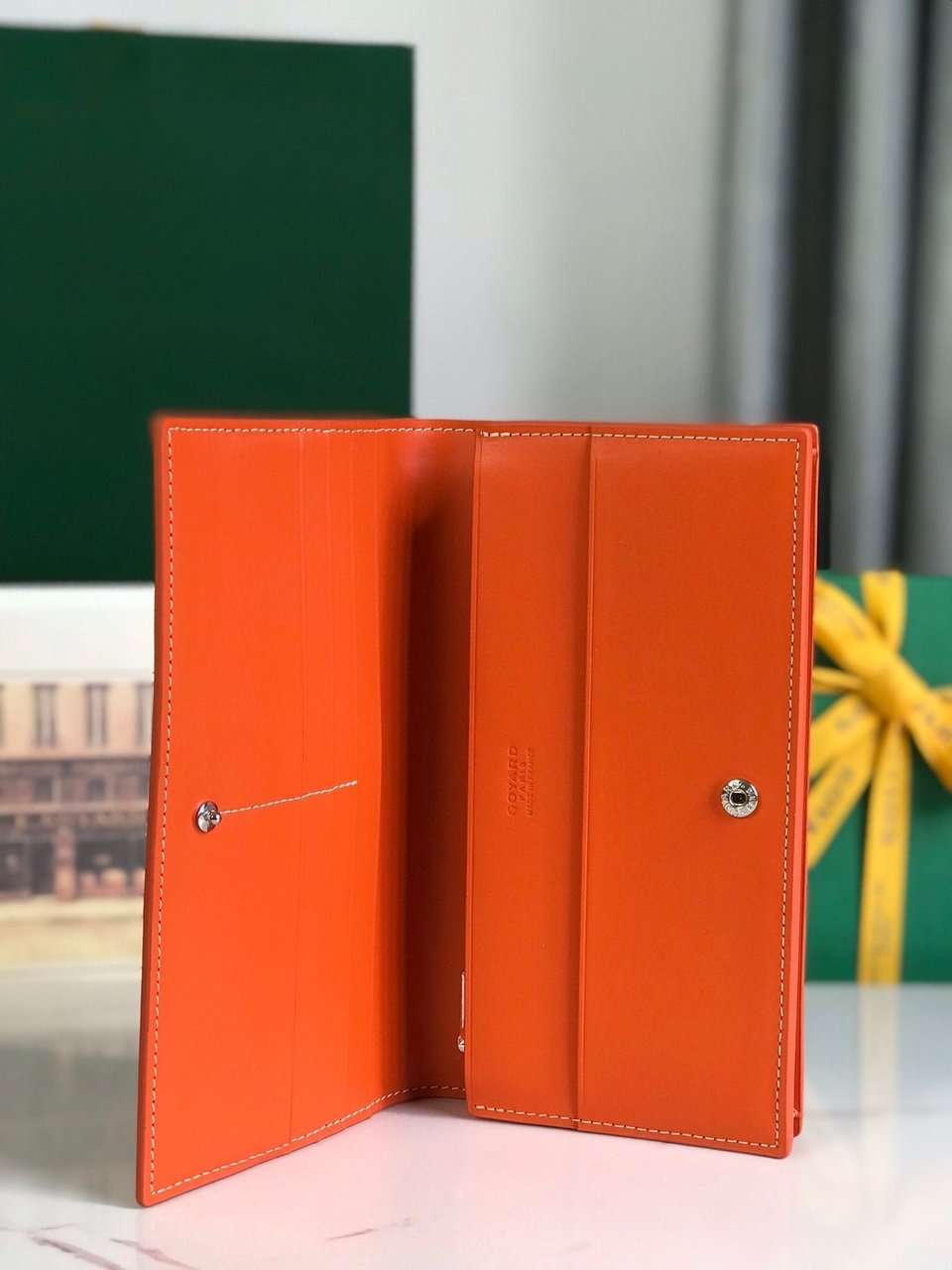 Goyard Richelieu Wallet 19 Cm Orange Goyardine Canvas view 3