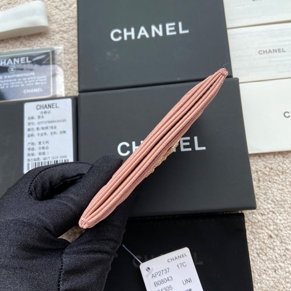 Chanel Card Holder 11Cm Pink Caviar Light Gold Hardware view 8