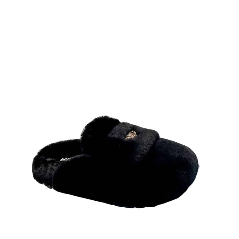 Prada Shearling Sabots Black view 2