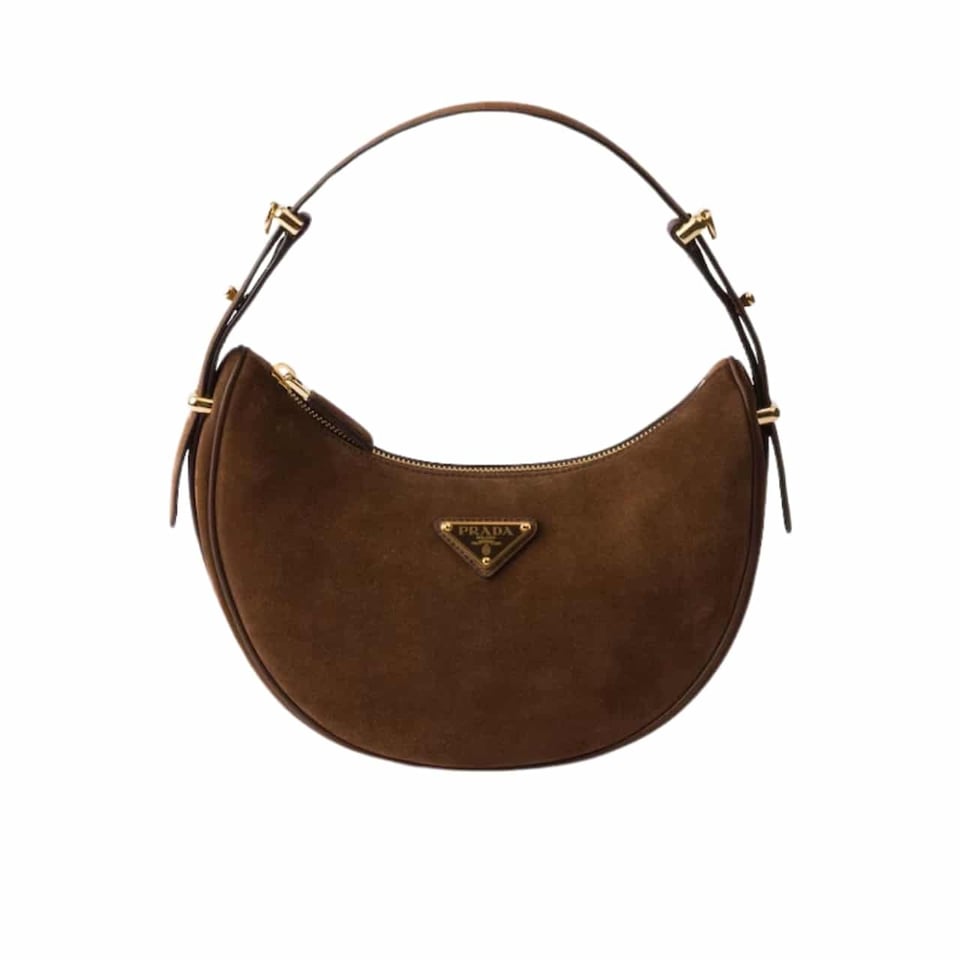 Prada Arqué Suede Shoulder Bag Cocoa Brown 22Cm view 2