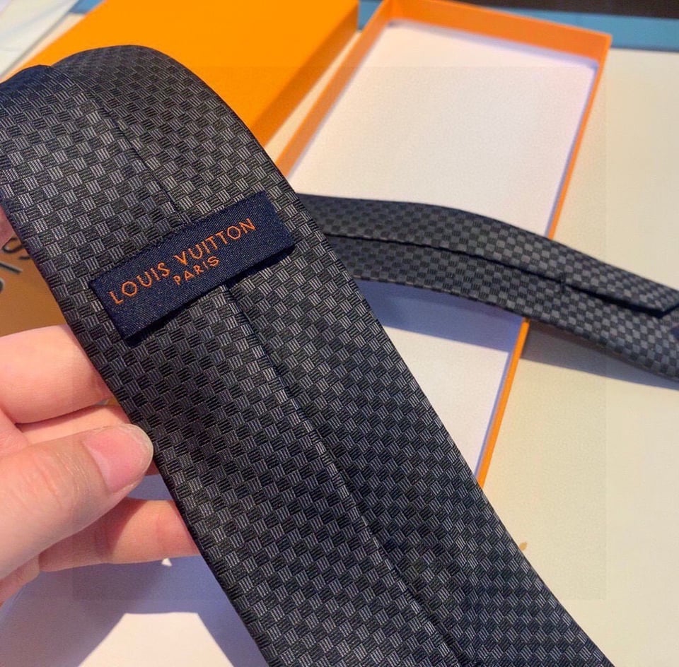 Louis Vuitton Black Geometric Woven Canvas Tie For Men view 5