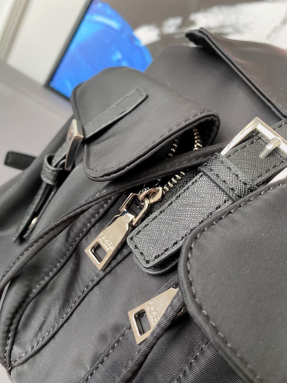 Prada Re-Nylon Medium Backpack Black view 6