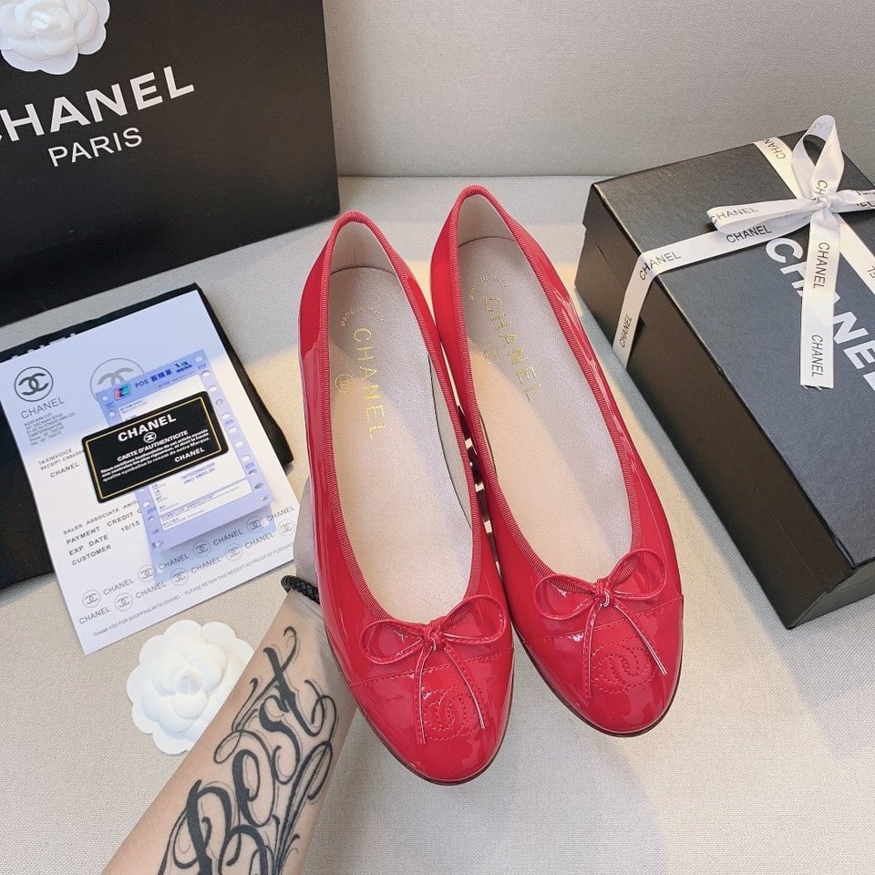 Chanel Red Women’S Ballerinas view 10