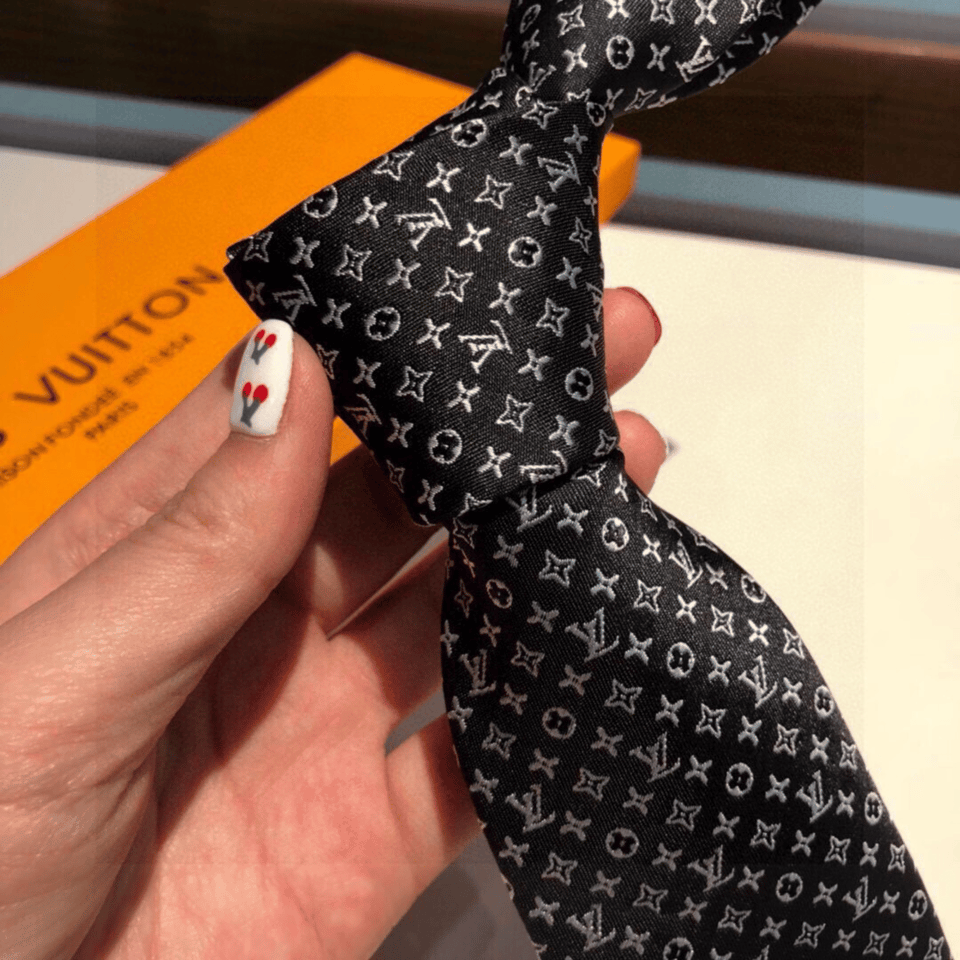 Louis Vuitton Monogram Classic Black Canvas Tie For Men view 3