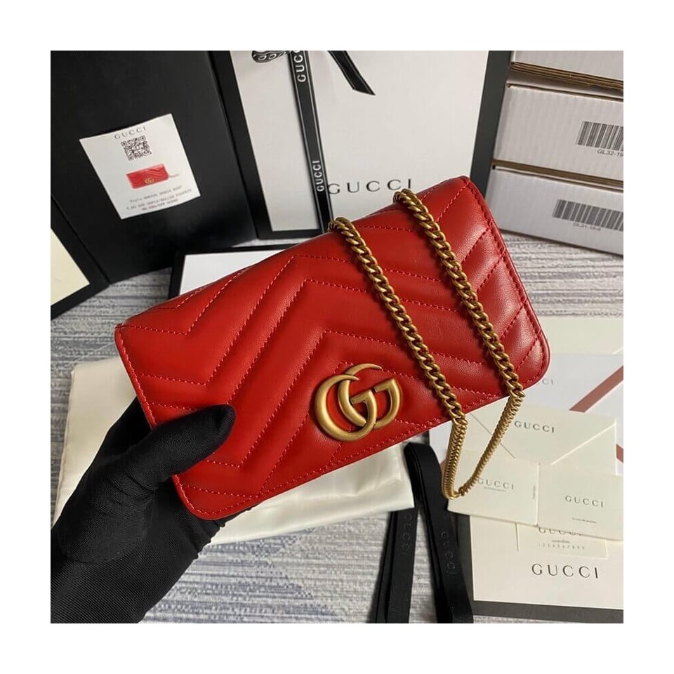 Gucci GG Marmont Mini Bag In Red Leather view 4