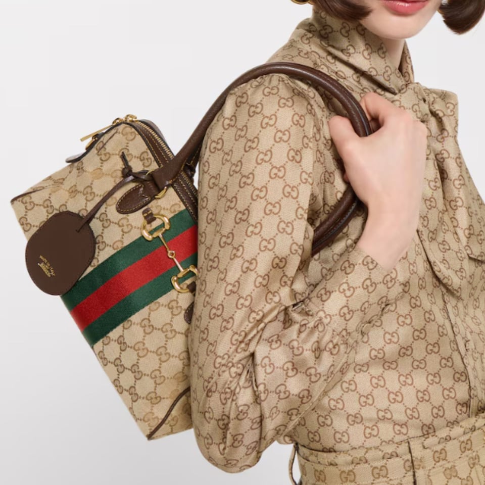 Gucci Borsetto Medium Boston Bag 28cm/11in Sand And Brown ‎866732 view 2