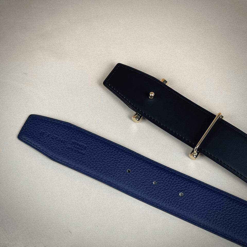 Hermes Like Auth Branded Navy 32mm Belt For Men view 5