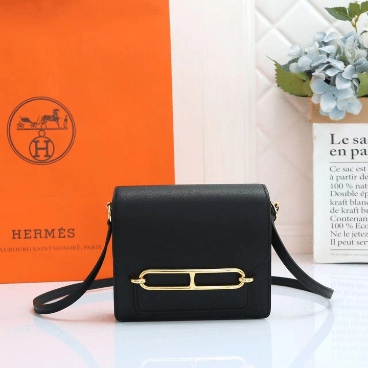 Hermes Shiny Alligator Mini Roulis Permabrass Hardware Black 18Cm view 3