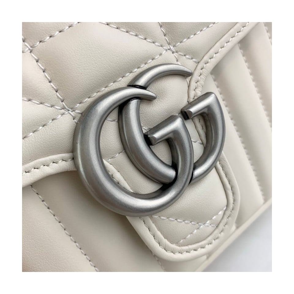 Gucci GG Marmont White Matelasse Leather Mini Top Handle Bag view 11