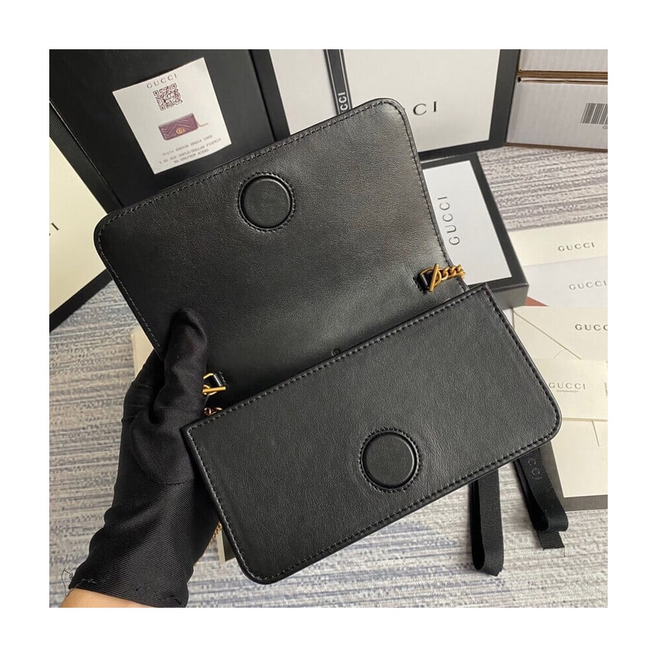 Gucci GG Marmont Mini Bag In Black Leather view 9