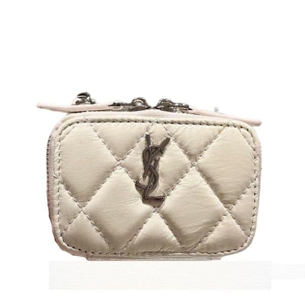 Saint Laurent Quilted Mini Bag With Zip White 12Cm view 2