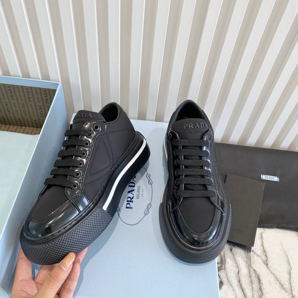 Prada Macro Re-Nylon And Brushed Leather Sneakers Black 2Eg3763Lf5F0632 view 3