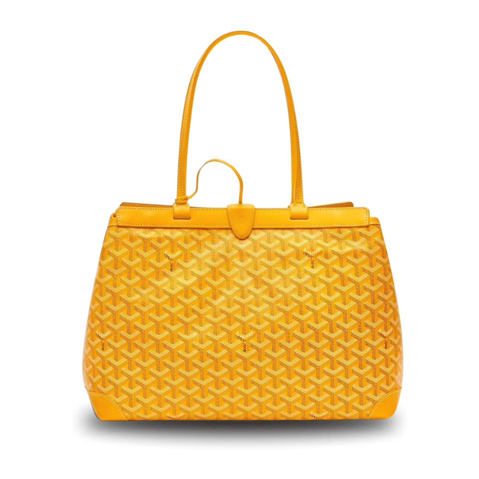 Goyard Bellechasse Biaude Pm Bag 36cm Yellow Goyardine Canvas And Calfskin Trim