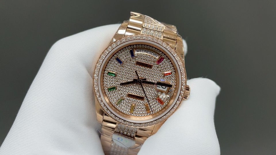 [Superclone] Rolex Day-Date 36mm Diamond-Paved Dial President 128345RBR view 2