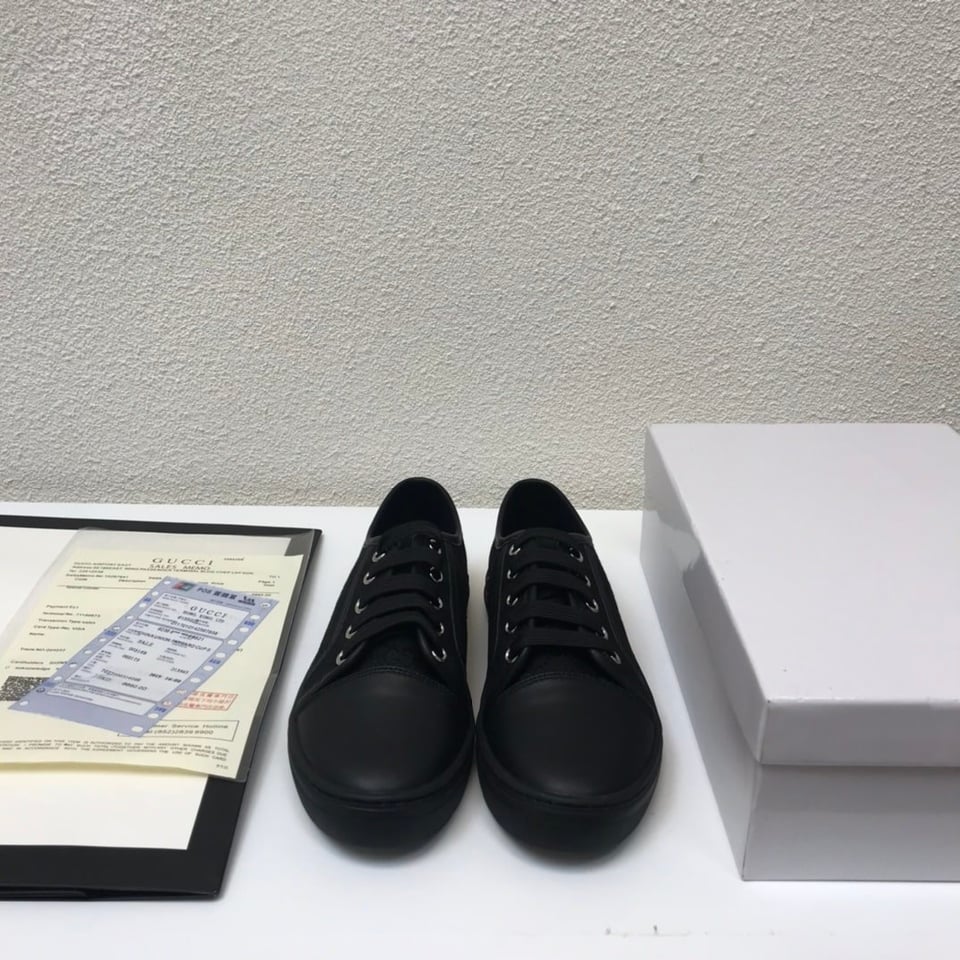 Gucci Women’S Leather Top Sneaker Black view 6