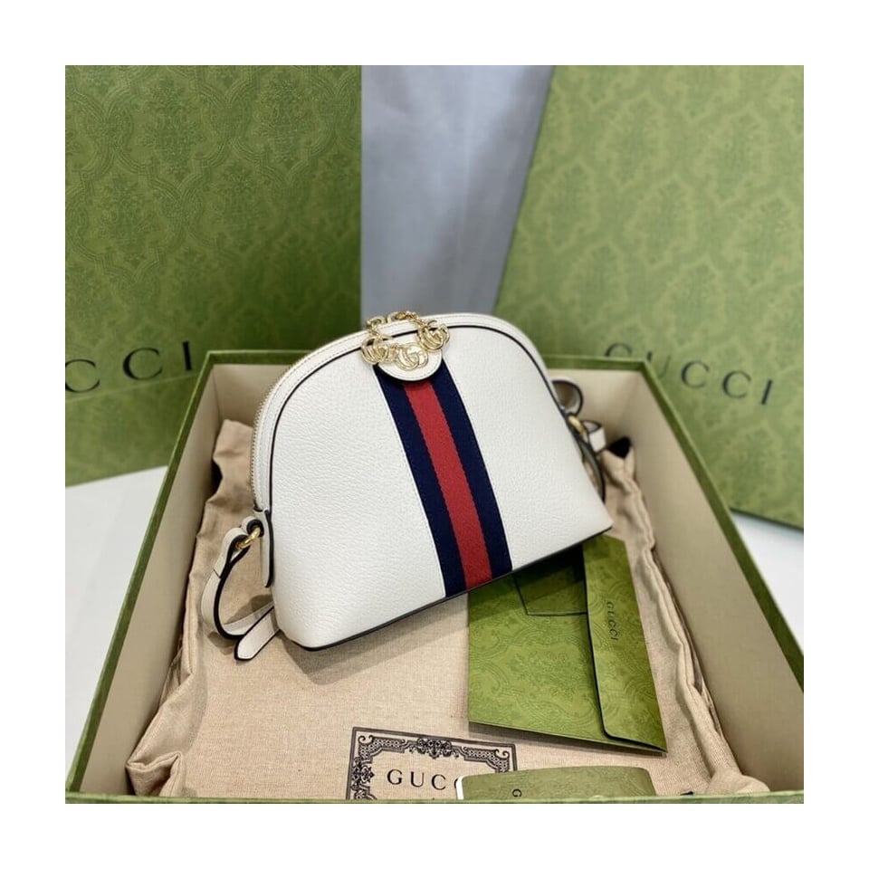 Gucci Ophidia Small Shoulder Bag in White Leather view 10