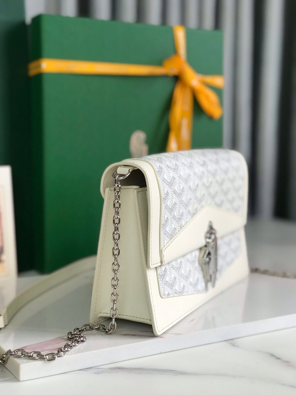 Goyard Duchesse Marie-Caroline Bag 25cm White Goyardine Canvas And Smooth Calfskin view 7