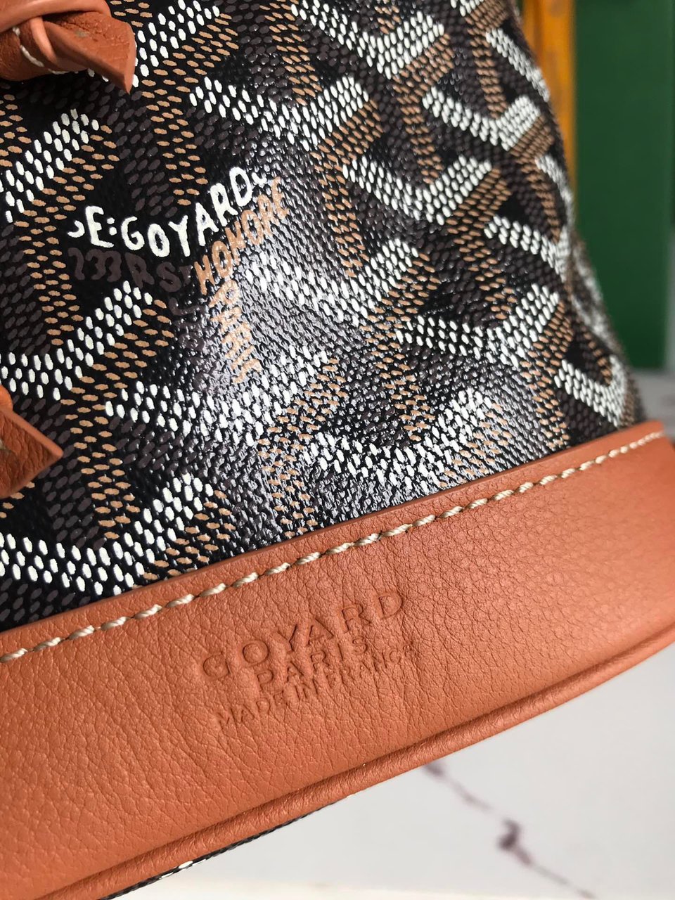 Goyard Petit Flot Bucket Bag 22 Cm Black Goyardine Canvas And Tan Lambskin Trim view 8