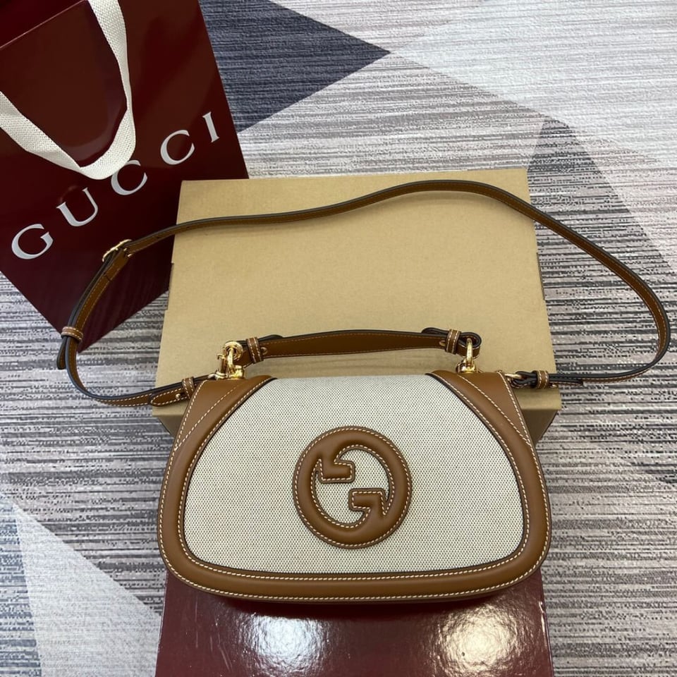 Gucci Blondie Small Top Handle Bag cotton linen canvas view 5