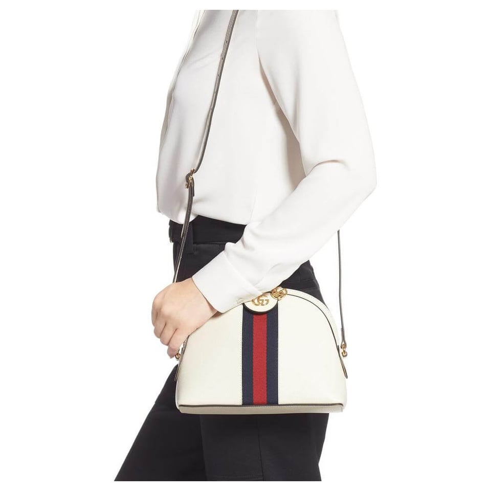Gucci Ophidia Small Shoulder Bag in White Leather view 5