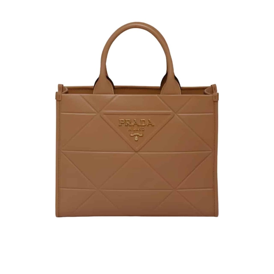 Prada Small Symbole Bag With Topstitching Caramel 28Cm view 2