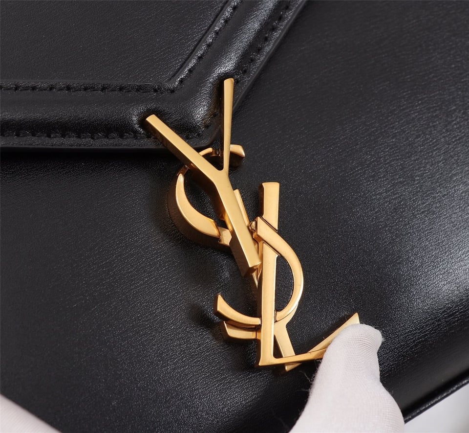 Saint Laurent Cassandra Medium Top Handle Bag Black Gold 24Cm view 3